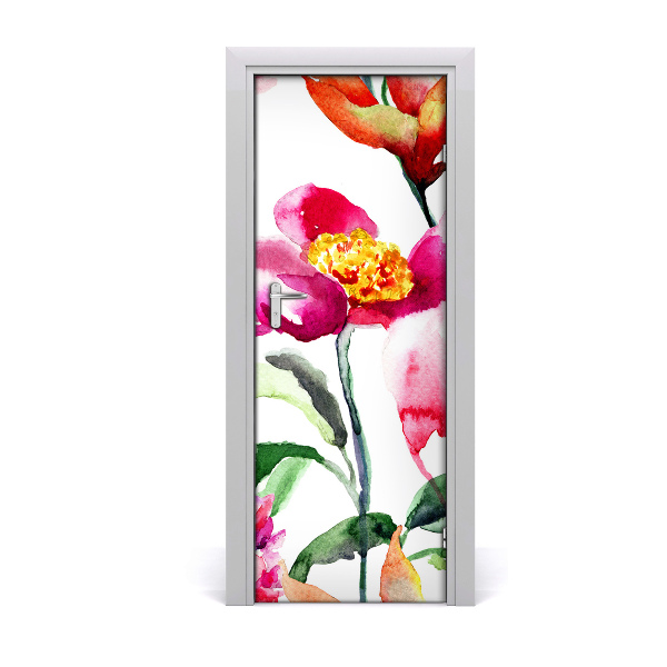 Selbstklebender aufkleber an der tür Feldblumen