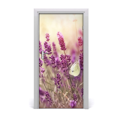 Selbstklebender aufkleber an der tür Lavendelblüten