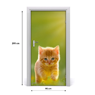 Selbstklebender aufkleber an der tür Rote katze