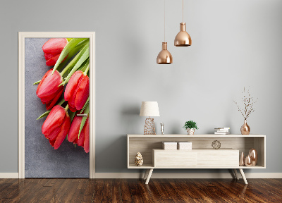 Selbstklebender aufkleber an der tür Rote tulpen