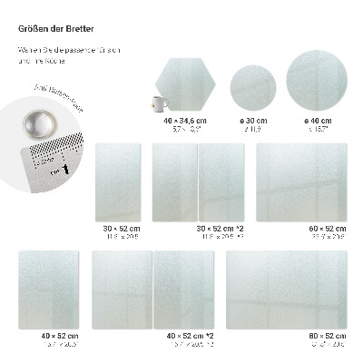 Schneidebrett in sechseckiger Form mit halbtransparentem Design