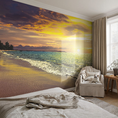 Vlies-Fototapete mit einem Strandmotiv bei Sonnenuntergang