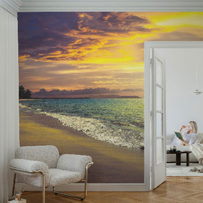 Vlies-Fototapete mit einem Strandmotiv bei Sonnenuntergang