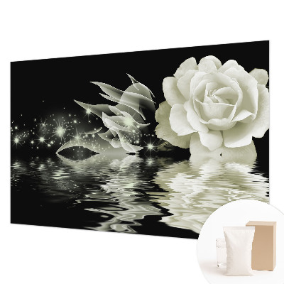 Fototapete fürs Wohnzimmer mit einem Motiv einer leuchtenden Rose