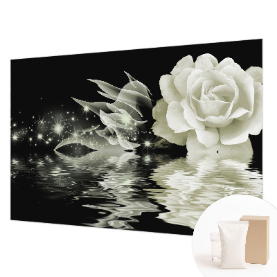 Fototapete fürs Wohnzimmer mit einem Motiv einer leuchtenden Rose