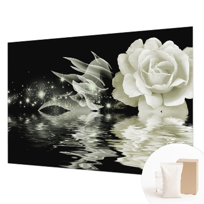Fototapete fürs Wohnzimmer mit einem Motiv einer leuchtenden Rose