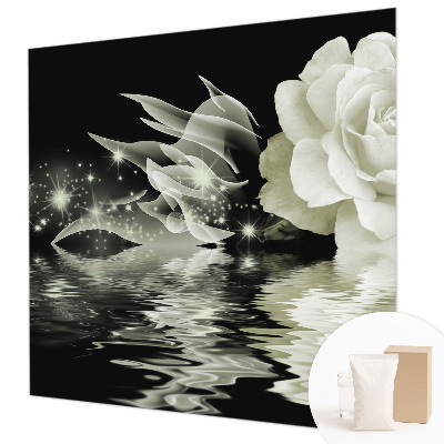 Fototapete fürs Wohnzimmer mit einem Motiv einer leuchtenden Rose