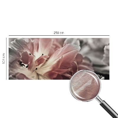 Fototapete fürs Schlafzimmer mit pastellfarbenem Blumenmotiv