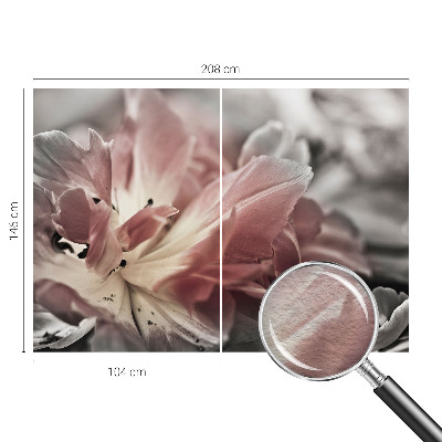 Fototapete fürs Schlafzimmer mit pastellfarbenem Blumenmotiv