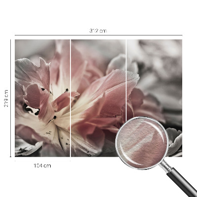 Fototapete fürs Schlafzimmer mit pastellfarbenem Blumenmotiv