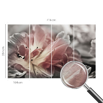 Fototapete fürs Schlafzimmer mit pastellfarbenem Blumenmotiv