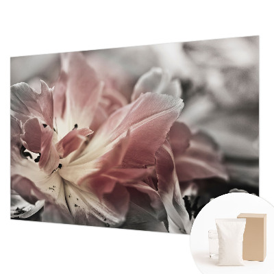Fototapete fürs Schlafzimmer mit pastellfarbenem Blumenmotiv