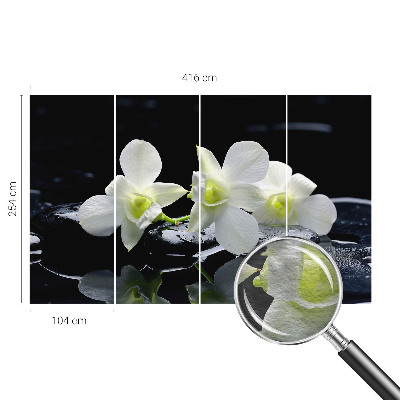 Vlies-Fototapete fürs Wohnzimmer mit Blumen- und Steinmotiven