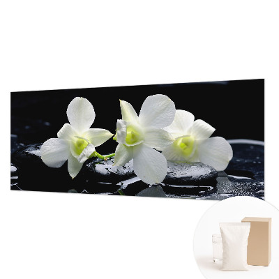 Vlies-Fototapete fürs Wohnzimmer mit Blumen- und Steinmotiven