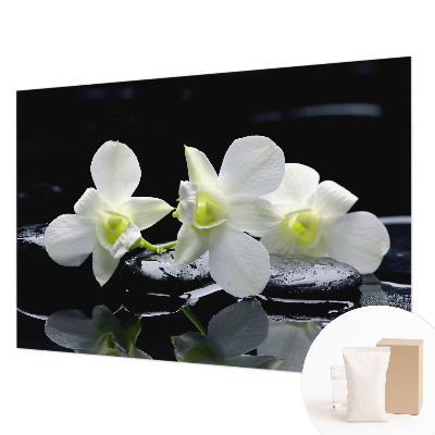 Vlies-Fototapete fürs Wohnzimmer mit Blumen- und Steinmotiven