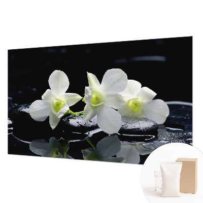 Vlies-Fototapete fürs Wohnzimmer mit Blumen- und Steinmotiven