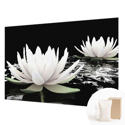 Vlies-Fototapete fürs Schlafzimmer mit Motiv aus Wasserblumen