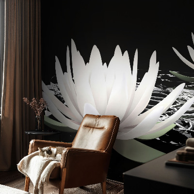 Vlies-Fototapete fürs Schlafzimmer mit Motiv aus Wasserblumen