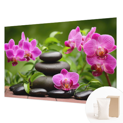 Fototapete mit Orchideen und Steinen als Motiv