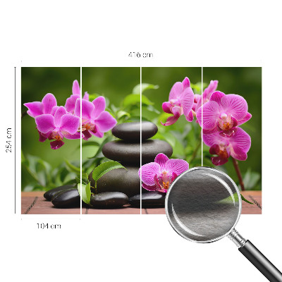 Fototapete mit Orchideen und Steinen als Motiv