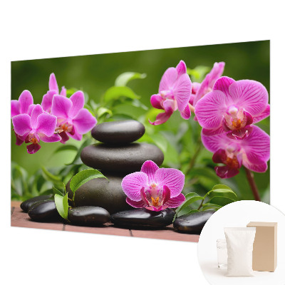 Fototapete mit Orchideen und Steinen als Motiv