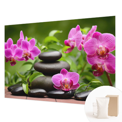 Fototapete mit Orchideen und Steinen als Motiv