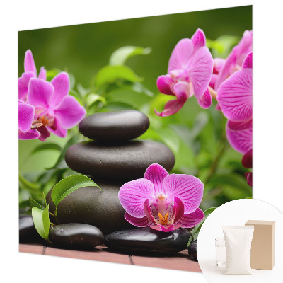 Fototapete mit Orchideen und Steinen als Motiv