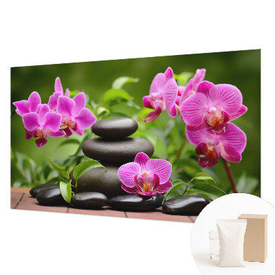 Fototapete mit Orchideen und Steinen als Motiv