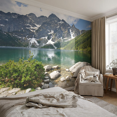 Fototapete fürs Wohnzimmer mit Motiv eines Bergsees