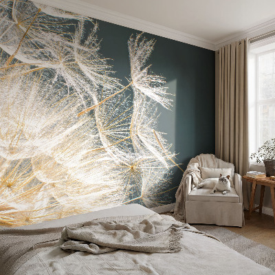Fototapete fürs Schlafzimmer mit Motiv eines Löwenzahns, das Leichtigkeit vermittelt