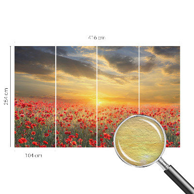 Vlies-Fototapete fürs Schlafzimmer mit Motiv eines Mohnfelds