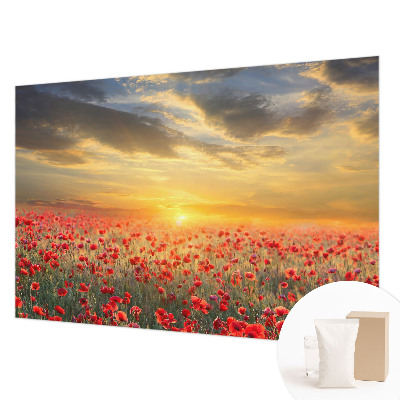 Vlies-Fototapete fürs Schlafzimmer mit Motiv eines Mohnfelds