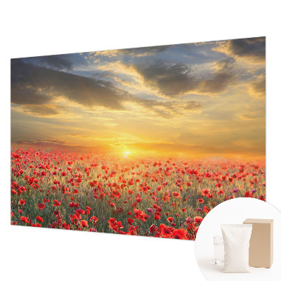 Vlies-Fototapete fürs Schlafzimmer mit Motiv eines Mohnfelds