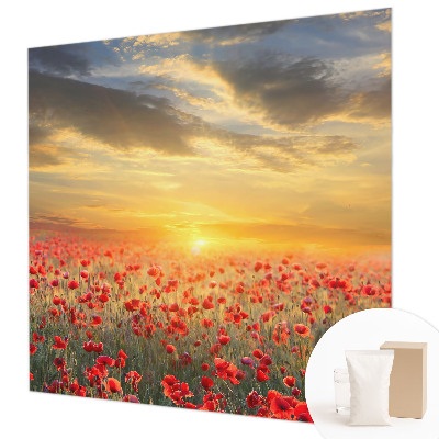 Vlies-Fototapete fürs Schlafzimmer mit Motiv eines Mohnfelds