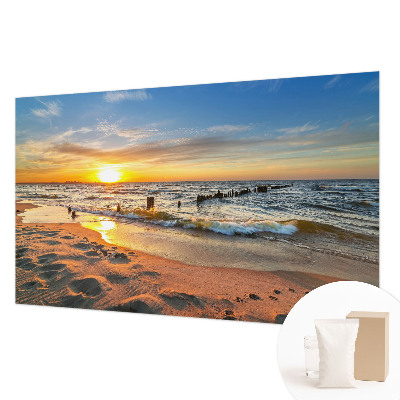 Dekorative Wand-Fototapete mit Motiv eines Sonnenuntergangs am Strand