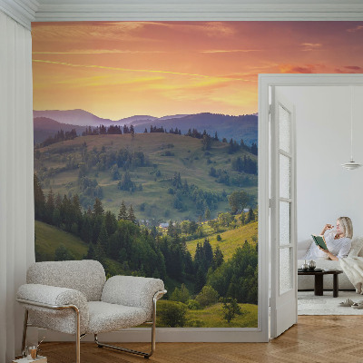 Vlies-Fototapete fürs Wohnzimmer mit einer Berglandschaft