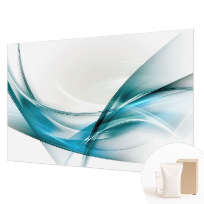 Vliestapete fürs Wohnzimmer mit blauem Wellendesign