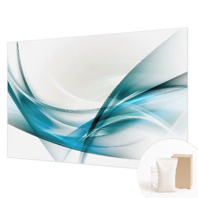 Vliestapete fürs Wohnzimmer mit blauem Wellendesign