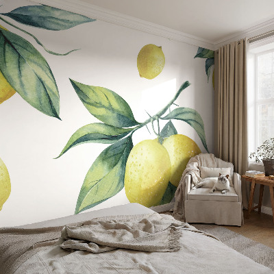 Vliestapete fürs Schlafzimmer mit Zitronenmotiv