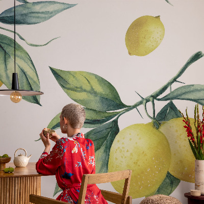Vliestapete fürs Schlafzimmer mit Zitronenmotiv