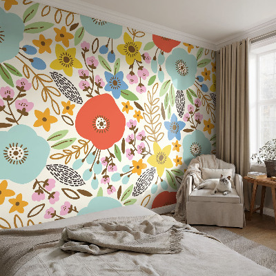 Motivtapete aus Vlies mit Blumenmuster