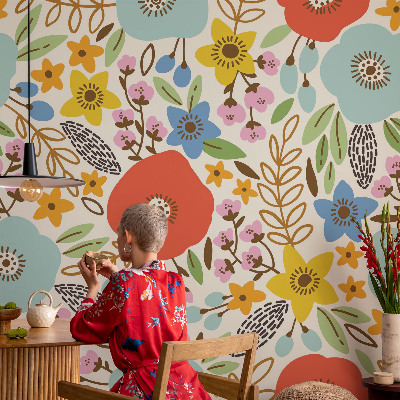 Motivtapete aus Vlies mit Blumenmuster