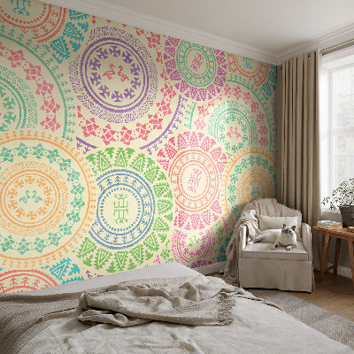 Vlies-Fototapete fürs Schlafzimmer mit bunten Mandalas