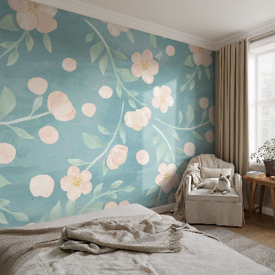 Vliestapete fürs Schlafzimmer mit floralem Muster in eleganter Optik