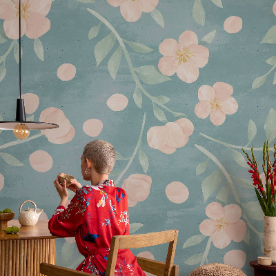 Vliestapete fürs Schlafzimmer mit floralem Muster in eleganter Optik