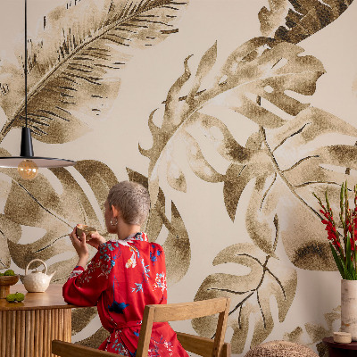 Moderne Vlies-Fototapete mit einem Motiv exotischer Flora