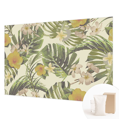 Fototapete fürs Schlafzimmer mit exotischer Flora als Motiv