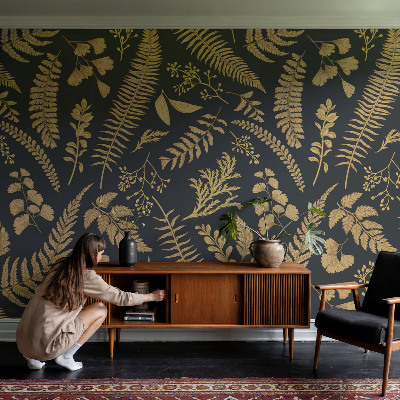 Motivtapete aus Vlies mit botanischem Blattmuster