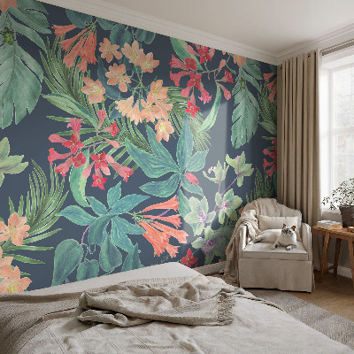 Fototapete fürs Kinderzimmer mit tropischen Blumenmotiv