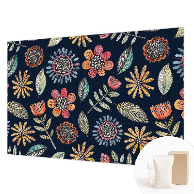 Vlies-Fototapete fürs Wohnzimmer mit Blumenmosaik
